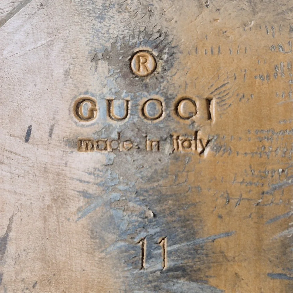 VTG Gucci Men's 11 Black Leather GG Logo Loafers Dress Shoes Italy Authentic
